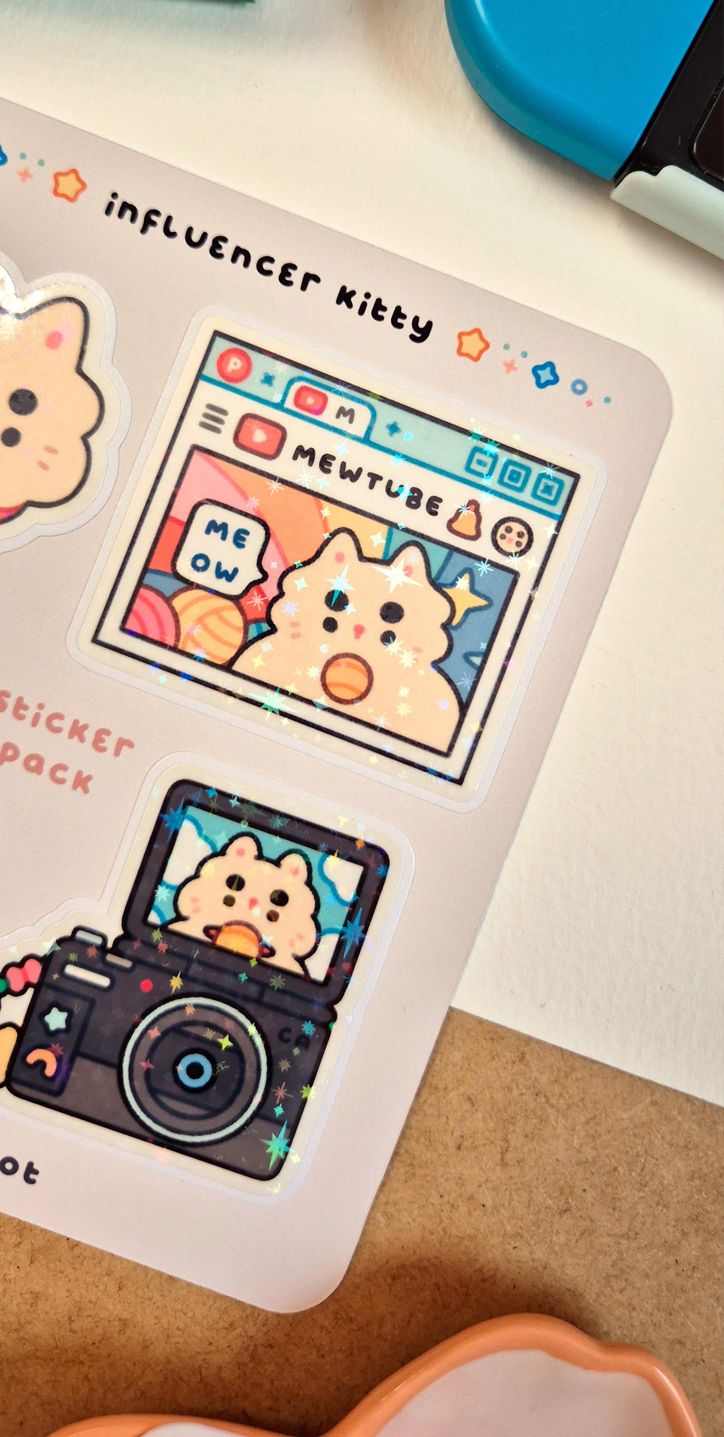 Influencer Kitty Vinyl Sticker 4 Pack