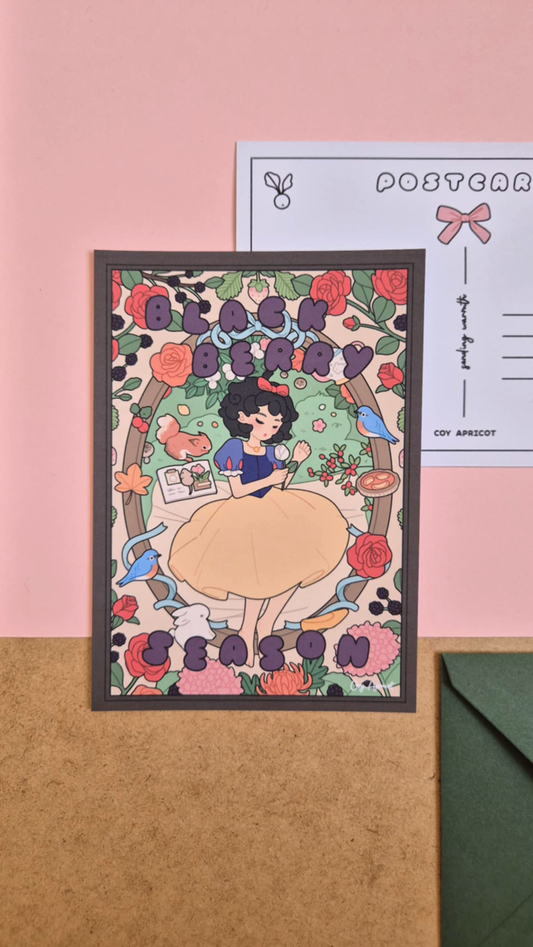 Blackberry season A6 Postcard - Fairytale Snow White Theme