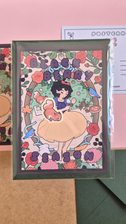 Blackberry season A6 Postcard - Fairytale Snow White Theme