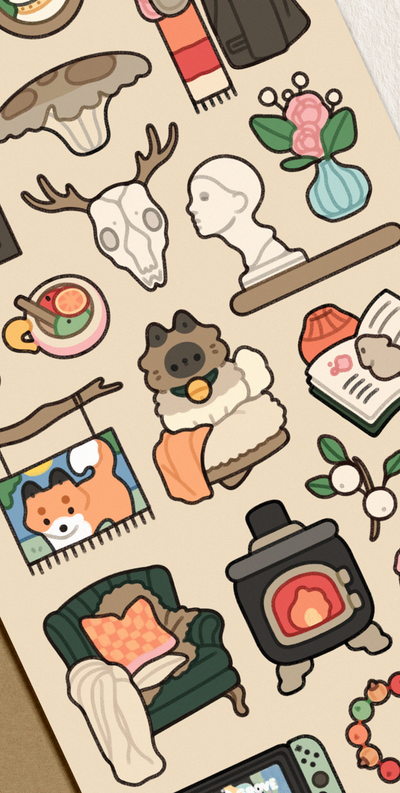 Cozy lounge Sticker Sheet