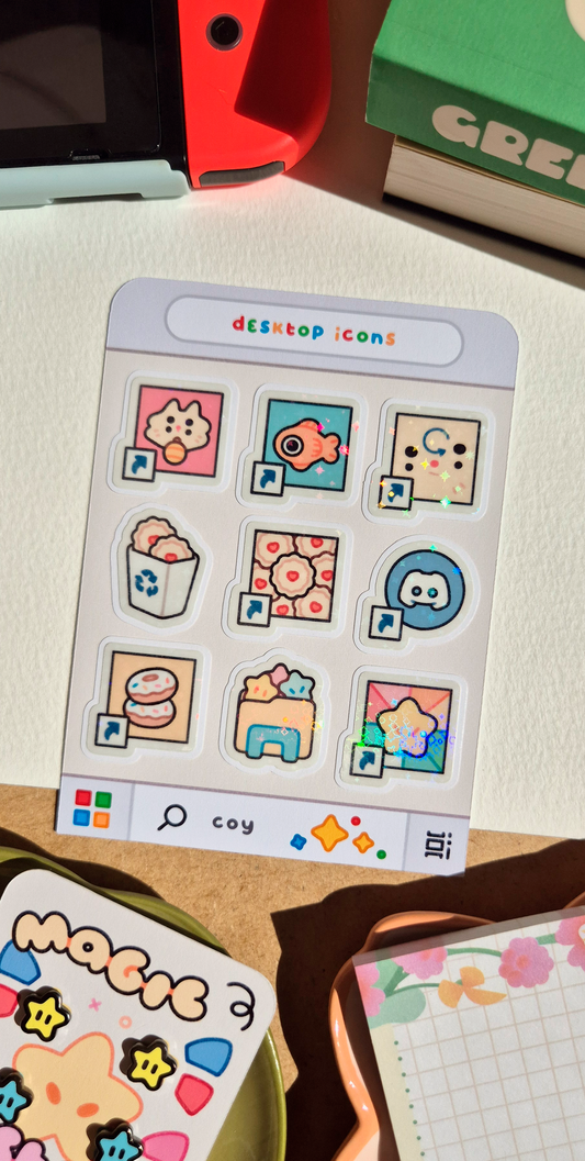 Desktop Icons Vinyl Sticker 9 Pack