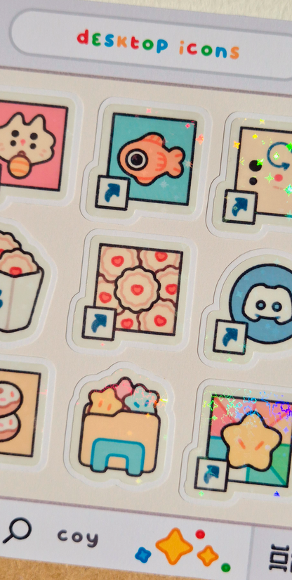 Desktop Icons Vinyl Sticker 9 Pack