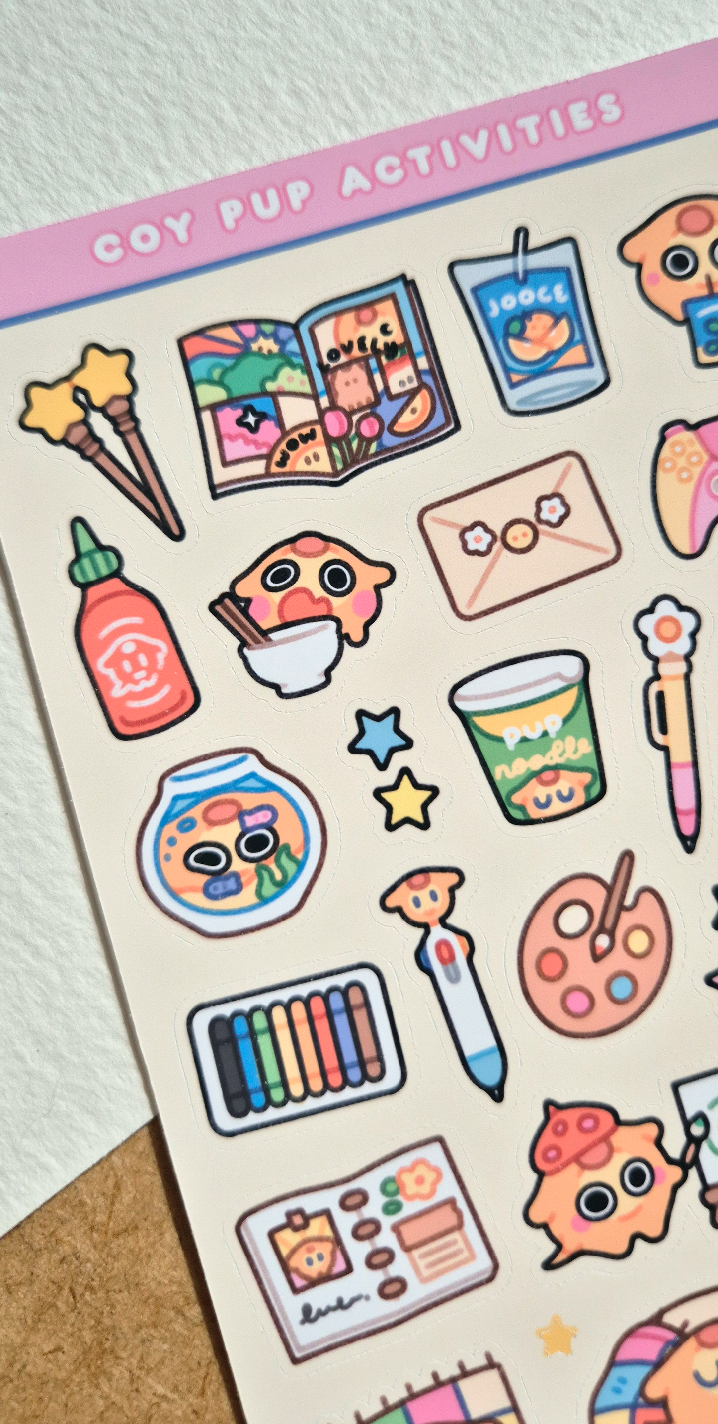Coy Pup Activities Sticker Sheet