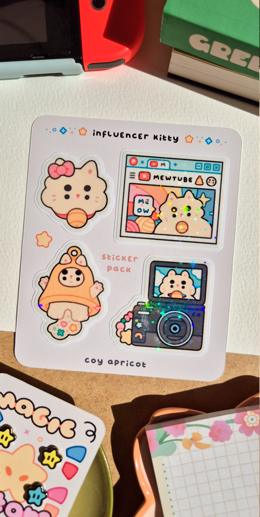 Influencer Kitty Vinyl Sticker 4 Pack